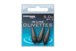 Drennan IN-LINE OLIVETTES -Hengels Verkoop 5 0g inline olivettes packed