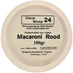 Carpshop24 MACARONI / SWEET PASTE ELBOWS 100g - COLORED & FLAVOURED -Hengels Verkoop Carpshop24 Macaroni Elleboog Pasta Rood min