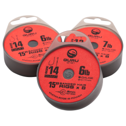 Guru QM1 BAIT BAND RIGS 4" & 15" - 11 Opties -Hengels Verkoop GRR120 GRR121 GRR122 GRR123 GRR124 GRR125 GRR203 guru QM1 Bait Band Rigs onderlijn 15 38cm min