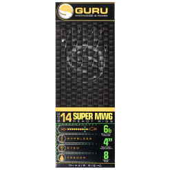 Guru SUPER MWG STANDARD HAIR RIGS 4" - 6 Opties -Hengels Verkoop GRR168 Guru SMWG ready rigs onderlijnen size 14 017mm min