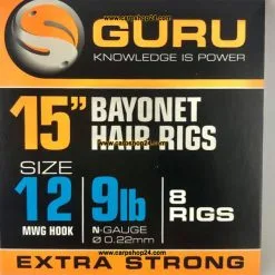 Guru 15" BAYONET HAIR RIGS MWG HOOK - 4 Opties -Hengels Verkoop Guru 15 Inch Bayonet Hair Rig 38cm Onderlijnen Size 12 022mm GRR022 min
