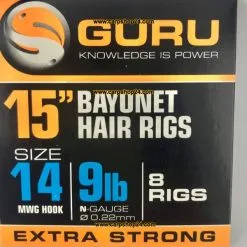 Guru 15" BAYONET HAIR RIGS MWG HOOK - 4 Opties -Hengels Verkoop Guru 15 Inch Bayonet Hair Rig 38cm Onderlijnen Size 14 022mm GRR023 min