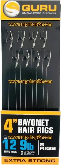 Guru 4" BAYONET HAIR RIGS MWG HOOK - 4 Opties