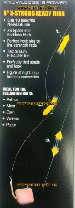 Guru 6" X-STRONG READY RIGS XS SPADE HOOK - 5 Opties -Hengels Verkoop Guru 6 X Strong Ready Rigs 15cm Onderlijnen 1 min