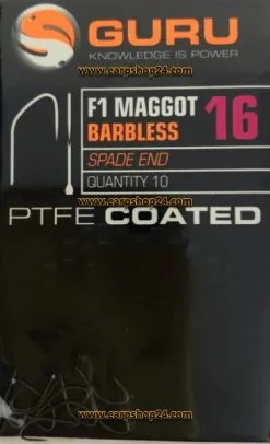 Guru F1 MAGGOT BARBLESS SPADE END -Hengels Verkoop Guru F1 Maggot Barbless Spade End Haak 16 GF1M16 min