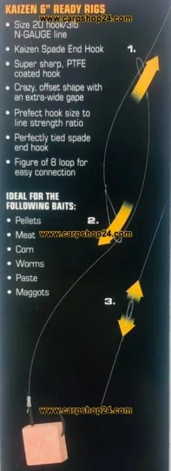 Guru 6" KAIZEN READY RIGS BARBLESS - 6 Opties -Hengels Verkoop Guru Kaizen 6 Ready Rigs Onderlijnen 2 min 1