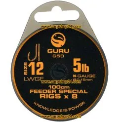 Guru LWGF 100CM FEEDER SPECIAL RIGS - 7 Opties -Hengels Verkoop Guru LWGF 100cm Feeder Special Rigs Onderlijnen Haak12 015mm GRR050 min