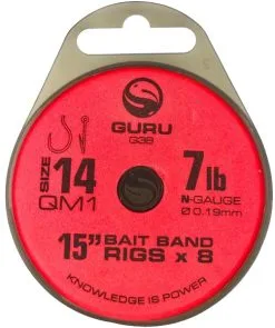 Guru 15" QM1 BAIT BAND RIGS - 4 Opties -Hengels Verkoop Guru QM1 15 38cm Bait Band Rigs Onderlijnen Haak 14 019mm GRR038 min