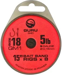 Guru 15" QM1 BAIT BAND RIGS - 4 Opties -Hengels Verkoop Guru QM1 15 38cm Bait Band Rigs Onderlijnen Haak 18 015mm GRR040 min