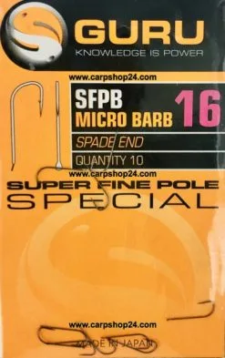 Guru SFPB SUPER FINE POLE SPECIAL MICRO BARB - 5 Opties -Hengels Verkoop Guru SFPB Micro Barb Spade End Super Fine Pole Special Weerhaak 16 GSFP16 min