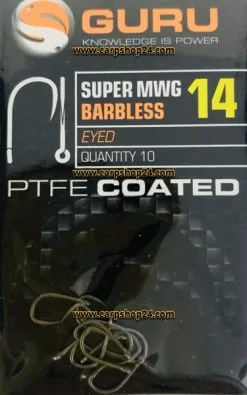 Guru SUPER MWG BARBLESS EYED - 6 Opties -Hengels Verkoop Guru Super MWG Barbless Eyed Weerhaakloos Haak 14 GSMW14 min