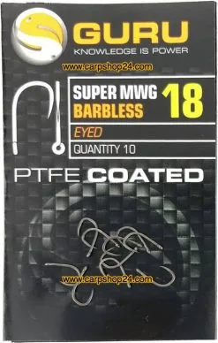 Guru SUPER MWG BARBLESS EYED - 6 Opties -Hengels Verkoop Guru Super MWG Barbless Eyes Haaken Weerhaakloos Oog 18 GSMW18 min