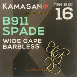 Kamasan B911 SPADE WIDE GAPE BARBLESS 5 Kamasan B911 SPADE WIDE GAPE BARBLESS -Hengels Verkoop Kamasan B911 wide gape barbless spade end size 16 min