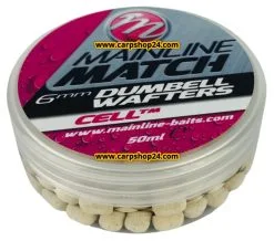 Mainline MATCH DUMBELL WAFTERS 6mm, 8mm, 10mm - 12 Opties -Hengels Verkoop Mainline Match Dumbell Wafters White Celltm 6mm min