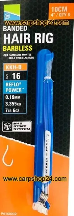 Preston KKH-B BANDED HAIR RIG BARBLESS 10CM - 4 Opties 10 Preston KKH-B BANDED HAIR RIG BARBLESS 10CM - 4 Opties -Hengels Verkoop Preston KKH B Banded Hair Rig Barbless onderlijnen 10cm haak 16 019mm P0160032 min