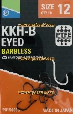 Preston KKH-B EYED BARBLESS -Hengels Verkoop Preston KKH B Barbless Haaken Weerhaakloos Oog Nr 12 P0150083 min