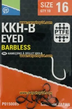 Preston KKH-B EYED BARBLESS -Hengels Verkoop Preston KKH B Barbless Haaken Weerhaakloos Oog Nr 16 P0150085 min