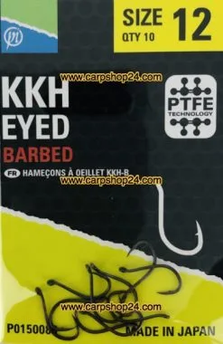 Preston KKH EYED BARBED - 5 Opties 14 Preston KKH EYED BARBED - 5 Opties -Hengels Verkoop Preston KKH Eyed Barbed Haaken Weerhaak Oog Nr 12 P0150088 min