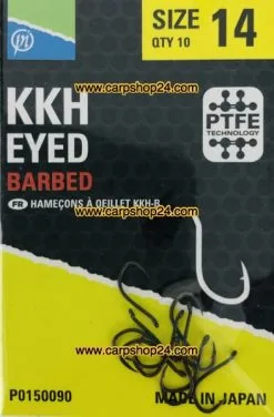 Preston KKH EYED BARBED - 5 Opties 15 Preston KKH EYED BARBED - 5 Opties -Hengels Verkoop Preston KKH Eyed Barbed Haaken Weerhaak Oog Nr 14 P0150090 min