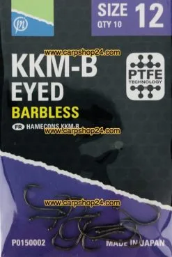 Preston KKM-B EYED BARBLESS -Hengels Verkoop Preston KKM B Eyed Barbless Haaken Weerhaakloos Oog Nr 12 P0150002 min