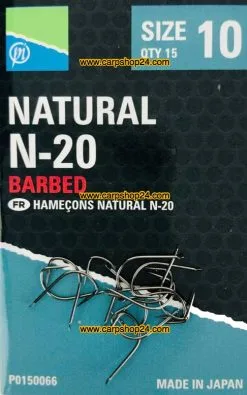 Preston NATURAL N-20 BARBED -Hengels Verkoop Preston Natural N 20 Barbed Haaken Weerhaak Bled 1 Nr 10 P0150066 min