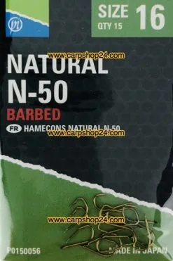 Preston NATURAL N-50 BARBED SIZE 6 -Hengels Verkoop Preston Natural N 50 Barbed Haaken Weerhaak Bled Nr 16 P0150056 min