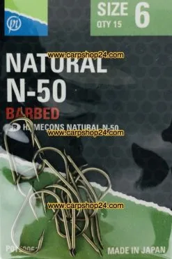 Preston NATURAL N-50 BARBED SIZE 6 -Hengels Verkoop Preston Natural N 50 Barbed Haaken Weerhaak Bled Nr 6 P0150061 min