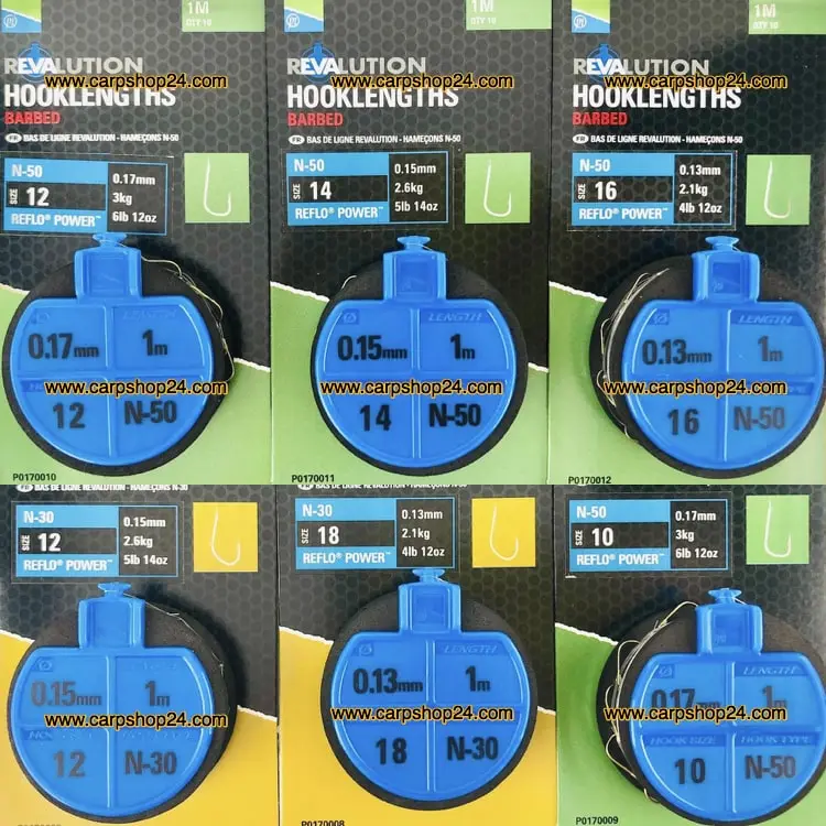 Preston REVALUTION HOOKLENGTHS BARBED 1m N-30 & N-50 - 8 Opties 1 Preston REVALUTION HOOKLENGTHS BARBED 1m N-30 & N-50 - 8 Opties